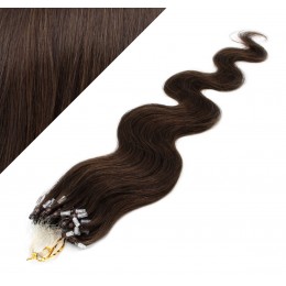 24˝ (60cm) Micro ring human hair extensions wavy - dark brown