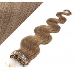24˝ (60cm) Micro ring human hair extensions wavy - light brown