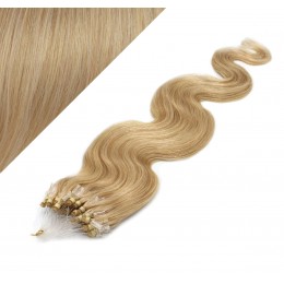 24˝ (60cm) Micro ring human hair extensions wavy - natural blonde