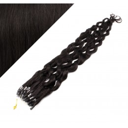 24˝ (60cm) Micro ring human hair extensions curly - natural black