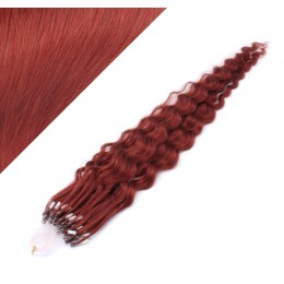 24˝ (60cm) Micro ring human hair extensions curly - copper red