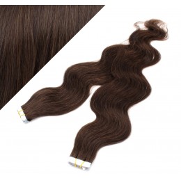20˝ (50cm) Tape Hair / Tape IN human REMY hair wavy - dark brown