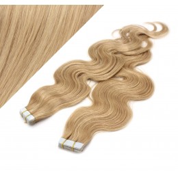 20˝ (50cm) Tape Hair / Tape IN human REMY hair wavy - natural blonde / light blonde