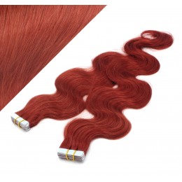 20˝ (50cm) Tape Hair / Tape IN human REMY hair wavy - copper red