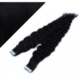 20˝ (50cm) Tape Hair / Tape IN human REMY hair curly - black