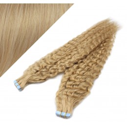 20˝ (50cm) Tape Hair / Tape IN human REMY hair curly - natural blonde