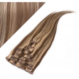 28" (70cm) Clip in human REMY hair - dark brown/blonde