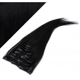15" (40cm) Clip in human REMY hair 100g - black