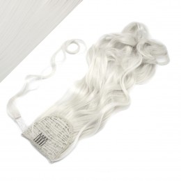 Clip in ponytail wrap / braid hair extension 24" wavy - silver